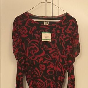 Ann Klein NWT Black and red maxi dress with belt